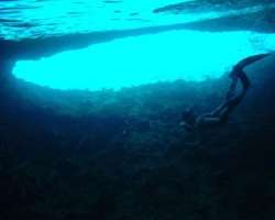 She went scuba diving at Thunderball Grotto, Exuma Cays which is the oldest photograph on her Instagram.